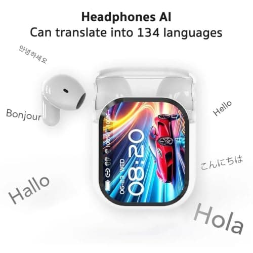 Ne20 Earbuds, Ne20 AI Translator Earbuds with Real-Time Translation | 134 Two-Way Language Translator Earphones, Touch Screen, Noise Cancelling Wireless Headphones for Travel, Business, Gym, Learning — view 3