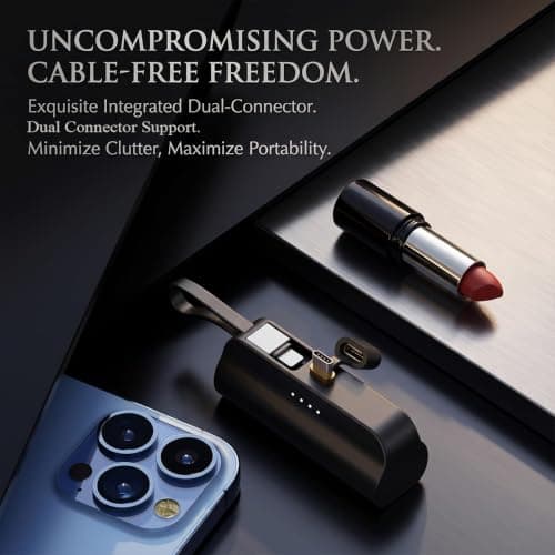 Nano Power Bank, Mini Portable Charger with Built-In USB C 5000mAh Battery Pack Fast Charging Pocket Size compatible for iPhone, for Samsung Galaxy, for Earbuds and for other devices — view 2
