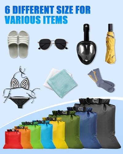 Evolpor 8-PCS Waterproof Dry Bag Set, Equipped with 12L 10L 8L 5L 3.5L 3L 2.5L 1.5L Large Capacity Tear Resistant Dry Bags, Waterproof Storage Bag for Hiking Camping Fishing Cycling (Multi Color) — view 6
