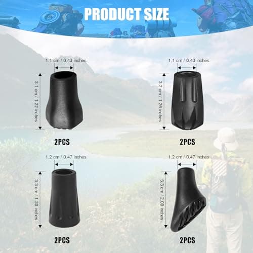 8pcs Walking Stick Rubber Ends, Shock Absorption Non-Slip Cane Tips, Black — view 2