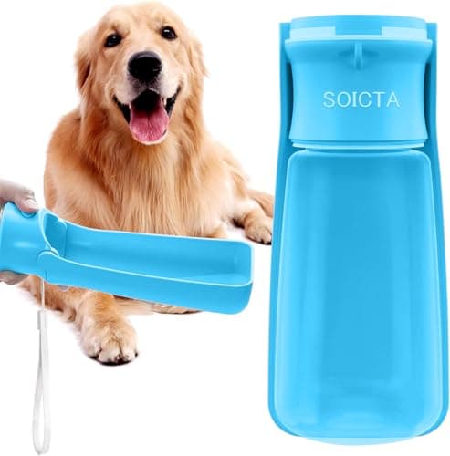 SOICTA Portable Dog Water Bottle for Walking 19 OZ or 12 OZ Portable Pet Water Bottles for Puppy Small Medium Large Dogs Water Dispenser Bowl Dog Accessories(19OZ Indigo)