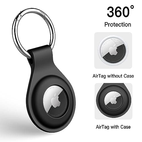 JETech Silicone Case for AirTag 2/1, Black/Red/Navy Blue/Matcha Green — view 4