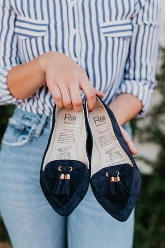 Rollasole Women's Loafers – Midnight Blues - Folding Flat Shoes for Women, Stylish Foldable Slip on Loafer for Handbag, Everyday, Nights Out, Parties, Wedding, Travel, Womens Gifts — view 2