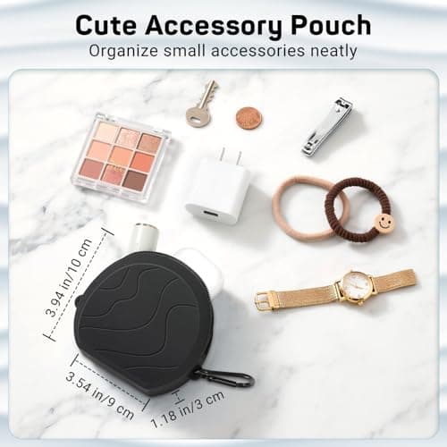 MoKo 6-7 Inch Silicone Clutch Sleeve for Kindles & E-Readers, Multi-Purpose Bag with Accessory Pouch Fits 7" Paperwhite/Colorsoft & 6.8" Paperwhite, 6" Kindles, Kobos, Nook, iPad Mini 6, Black — view 3