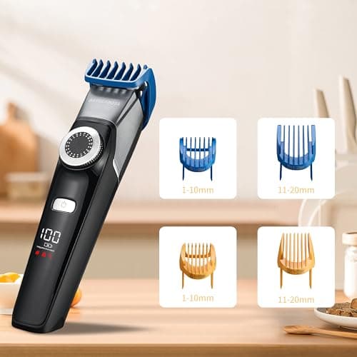 BarberBoss 3-in-1 Facial Grooming Kit for Men, Hair, Beard Trimmer, Detail Trimmer, Precision Control Dial, 4 Guide Combs, USB Rechargeable, LED Display, 100% Waterproof — view 2