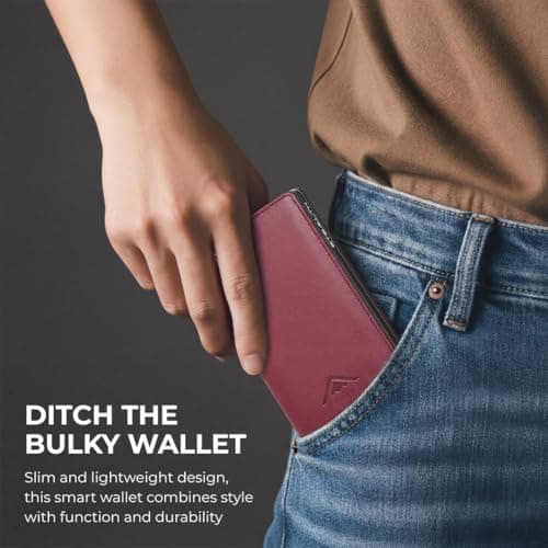 Stealth Wallet - Burgundy Slim RFID Blocking Metal Card Holder for Men — view 5