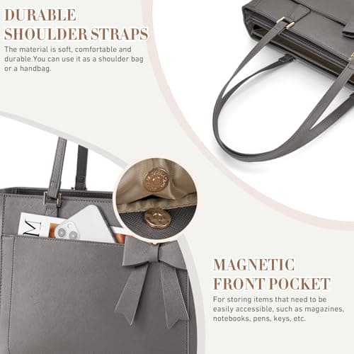 RAINSMORE Tote Bags for Women Large PU Leather Handbags for Women — view 4