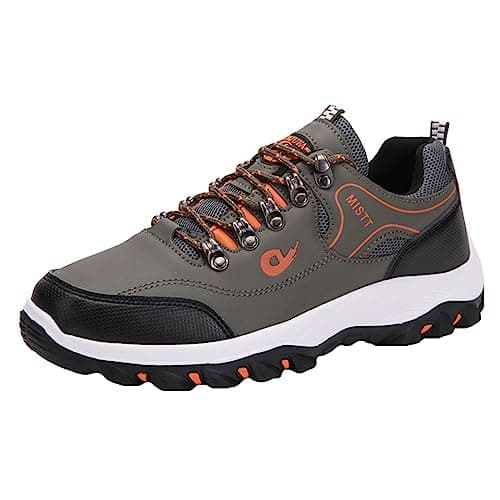 JiuQing Men's Hiking Shoes Low Rise Outdoor Travel Shoes Lightweight Casual Camping Walking Sneakers,Green,10 UK