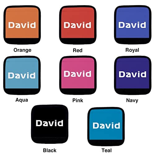 Nametape Express - Luggage Handle Wrap/Cover for Suitcase/bags Grip/Case Identifier perfect for travel Neoprene Wrap printed with name Luggage Tag (Orange, Twin Pack) — view 5