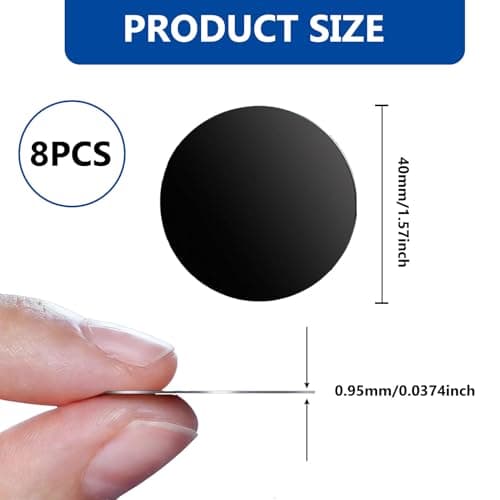 8 Pack Ultra Thin Metal Plates with Strong Adhesive for Magnetic Phone Car Holders, Universal Mount Kit for Secure Attachment (Black) — view 2