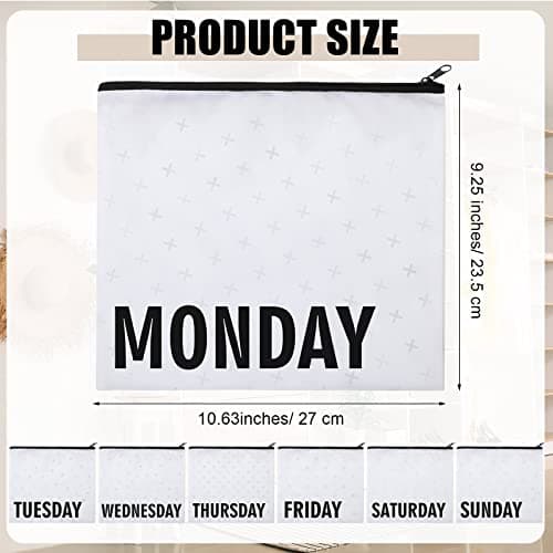 Oudain Packing Cubes Kids and Baby Travel Organizer Pouches Suitcases and Luggage Travel Accessories for Boys and Girls Summer Camp, Cruise, and Family Vacations, Days of Week, Black, White, One size — view 2