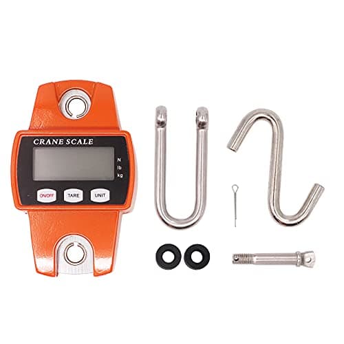MUALROUS Mini Digital Crane Scale, 300kg/600lb Electronic Hook Hanging Scale for Farm Hunting Fishing Outdoor (Orange)