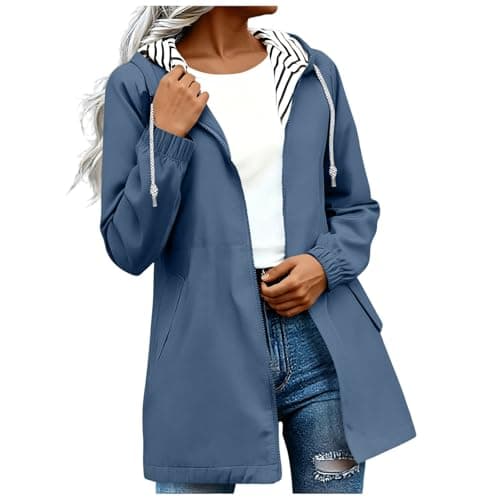 Waterproof Jacket Lightweight for Women Windbreaker Coat Full Zip Raincoat