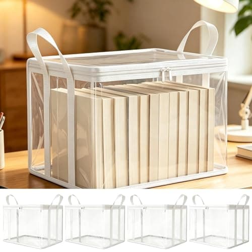 Yrrtyuo Clear Zippered Storage Bags - 4-Piece Foldable Waterproof Reusable Bins,Clear Packing Bags Storage Bins with Lids,for Under Bed Pantry Home Clothing Toy Shoe Blanket — view 3