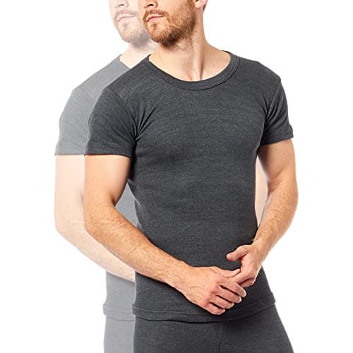 Heatwave® Pack of 2 Men's Thermal T Shirt, Warm Underwear Baselayer Thermals, Medium Charcoal — view 2