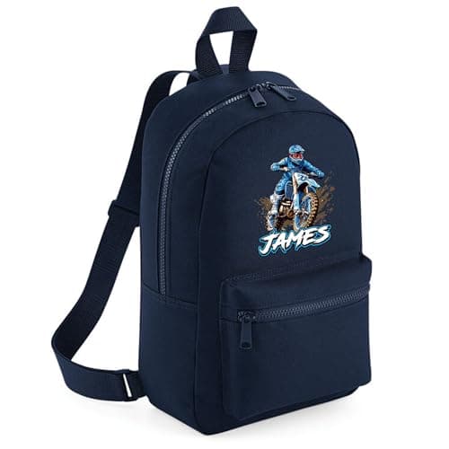 Purple Print House Personalised Dirtbike Mini Backpack For Kids Off Road Motorbikes Back To School Nursery Bag, One Size, Black — view 3