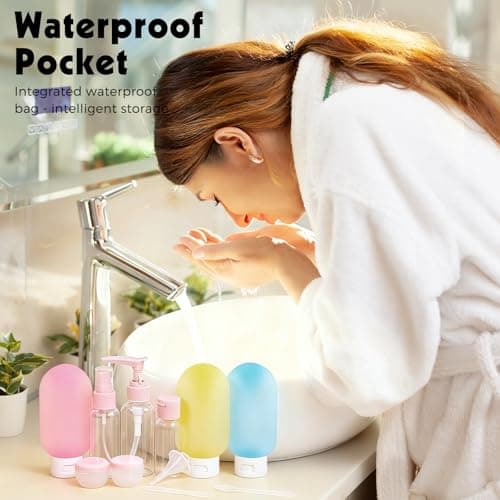 Travel Bottles for Toiletries,12 Pcs Silicone Travel Bottles Containers with Waterproof Bag Squeezable Travel Accessories for Lotion Shampoo Conditioner Skincare Cosmetics — view 6