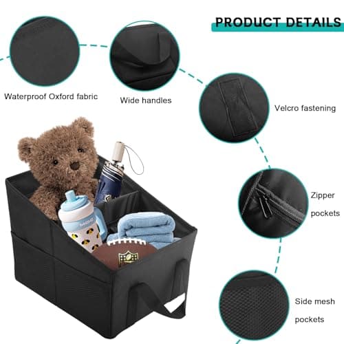 VBGURR Car Seat Organiser for Front and Rear Seat with Storage Pockets,Multi-Functional Back Seat and Car Boot Organiser for Kids,Portable Vehicle Storage to Organise Toys, Snacks & Travel Essentials — view 4