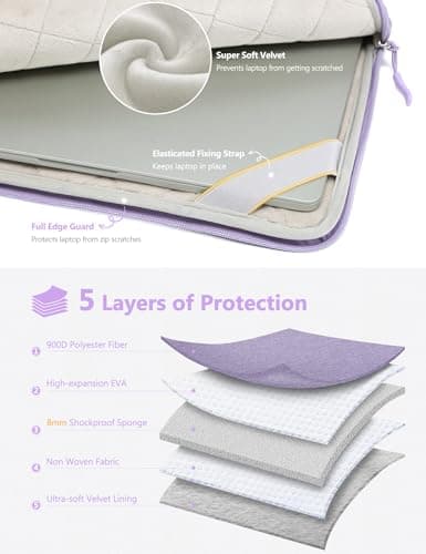 HYZUO 13 Inch Laptop Bag Sleeve Case for MacBook Air 13 M5, Lilac Purple — view 5