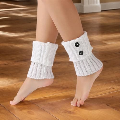 Gissroys Portable Short Leg Warmers Knitted Warm Knitted Foot Protectors Compact Design for Travel Commuting and Work Women's Socks — view 5