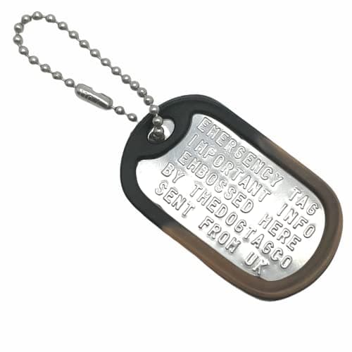 Military Dog Tag Stainless Steel Single Keychain, Emergency, Luggage Tag Set (Camouflage Brown)