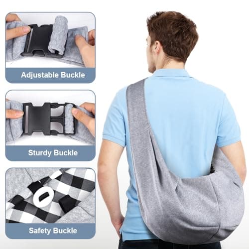 Adiwo Puppy Carrier - Reversible Hands-free Dog Carry Sling for Small & Medium Dogs & Cats, Soft & Comfortable, Adjustable Dog Carrier Bag Shoulder Tote for Outdoor Walking, Travel & Shopping — view 5
