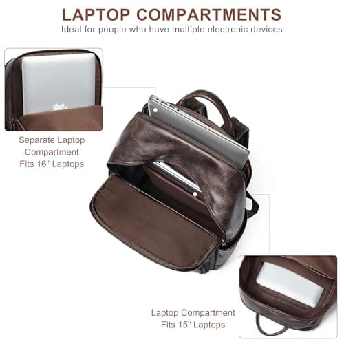 Shrrie Laptop Backpack for Women 16 Inch,Vegan Leather Travel Backpack Purse Work Business Computer Backpacks Teacher Nurse College Laptop Bookbag Casual Daypack,Two-toned Coffee — view 4