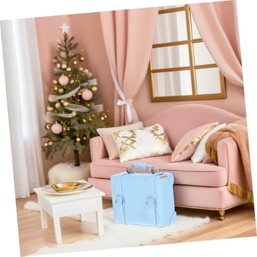 Miniature Toy Suitcase Wooden Faux Leather Metal Rectangular Doll — view 5