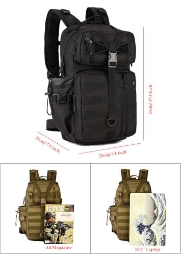 YuanWen Hiking Backpack, 30L Molle Tactical Backpack Military Assault Pack Laptop Waterproof Rucksack for Hiking Camping Travelling Outdoors Trekking Black — view 2