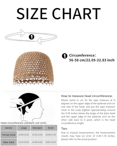 Julpsk Women's Lightweight Handmade Crochet Hat Boho Pearl Trim Beanie Cap for Beach Travel, 2 Beige, One Size — view 6