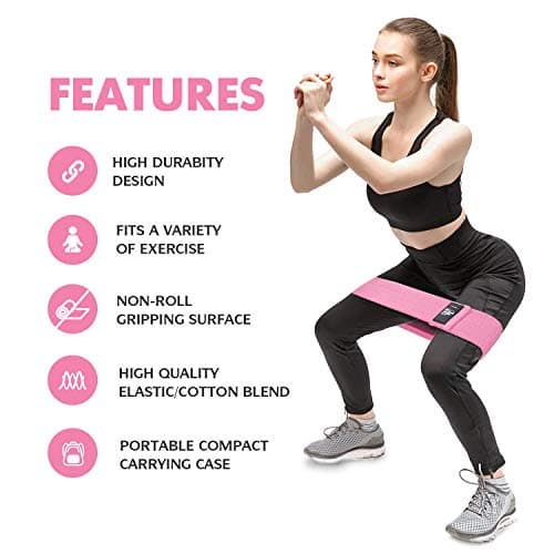 CFX Resistance Bands Set, Exercise Bands with Non-Slip Design for HIPS & Glutes, 3 Levels Workout Bands for Women and Men, Booty Bands for Home Fitness, Yoga, Pilates (Red Set) — view 2