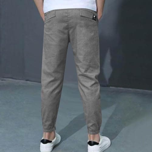 Kids Joggers Drawstring Cotton Linen Fall Cargo Trousers High Waisted Slim Fit Jogging Bottoms Travel Leisure Parachute Trousers Cuffed Ankles Trekking Sports Games Dark Gray 5 Years — view 4