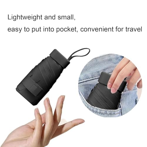Windproof Mini Travel Umbrella with UPF50+ Protection, 6 Ribs, Compact Folding, Portable UV Protection, Includes Storage Box — view 5
