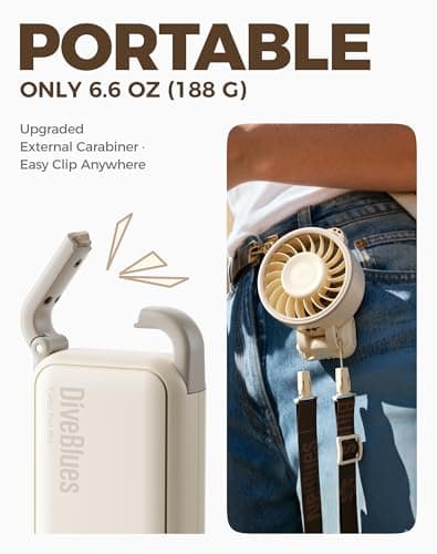 Diveblues Turbo Portable Handheld Fan, 100 Speed Stepless High Speed Hand Held Fan, 12H Cooling Rechargeable Mini Fan, 180° Foldable Neck & Desk Fan, LED Display, Travel Essentials, Gifts — view 4