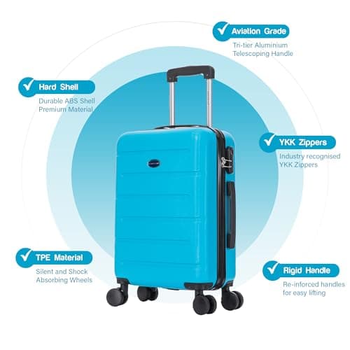Aerostar 24" Medium Suitcase Super Lightweight 4 Wheel Dual Spinner with Integrated Combination Lock, ABS Hard Shell Check in Luggage for 15 to 20kg (Blue, 75 Litre) — view 2