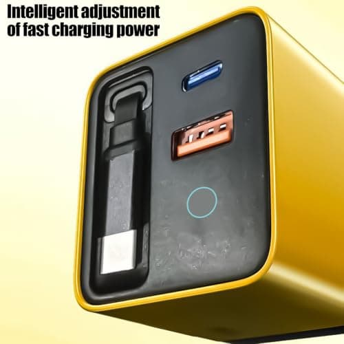 UK 80W Power Adapter with Retractable Cable, Yellow — view 2