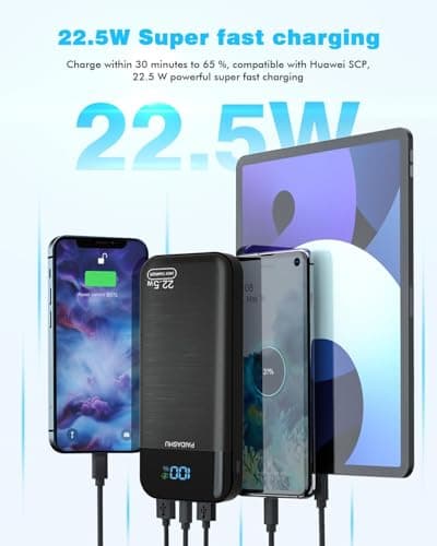 Power Bank 27,000mAh, PD3.0 QC4.0 22.5W Fast Charging PD20W USB C PowerBank Portable Charger With LCD Display 3 Outputs & 2 Inputs for Smartphones Tablets and More — view 5