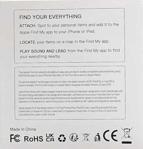 Oscanna Smart Tag 4 Pack for Apple Find My, Bluetooth Item Trackers for Keys, Wallets, Bags and Luggage, Replaceable CR2032 Battery, White — view 2