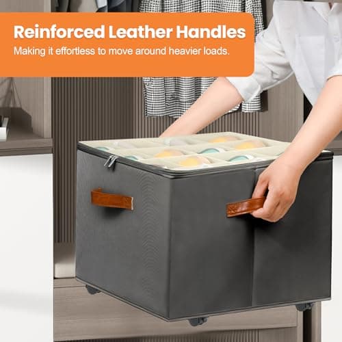 Foyego 2 Pack Shoe Organizer for Closet, Shoe Storage with Wheels, Gray — view 4