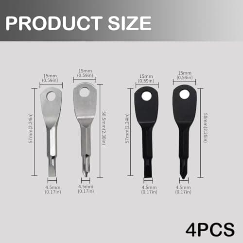Pinpulux 4Pcs Mini Screwdriver Keychain, Portable Multifunction Repair Tool Driver Keychain Set Screwdriver Mini Key Shape Travel Kits Flathead Phillips Black and Silver Repair Tool with Key Ring — view 2