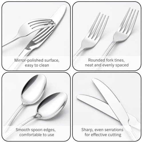 AURALIN Camping Cutlery Set for 4 20 Piece Stainless Steel Picnic Kit — view 3