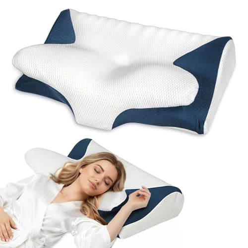Lavio Cervical Neck Pillow Memory Foam Orthopedic Ergonomic Support Blue