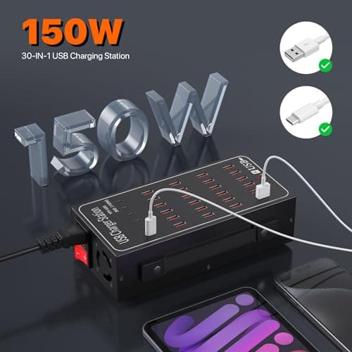 USB C Charger, 150W/30A Desktop USB Charging Station, 30-in-1 Hub Charger — view 2