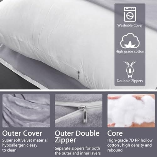 Labtec Pregnancy Pillows For Sleeping, Velvet U-shape Maternity & Body Pillows, Full Body Pillow, Maternity Hips, Legs, Belly For Pregnancy & Back Support Pillow [ Light Grey] — view 5