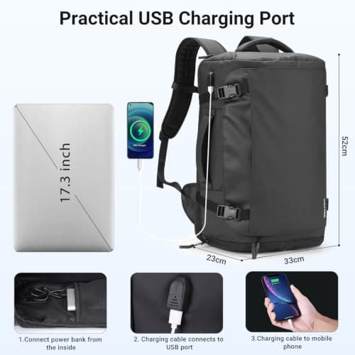 HOMIEE 40L Travel Backpack, 17.3 Inch Laptop Bag with Vacuum Bags and Pump — view 6