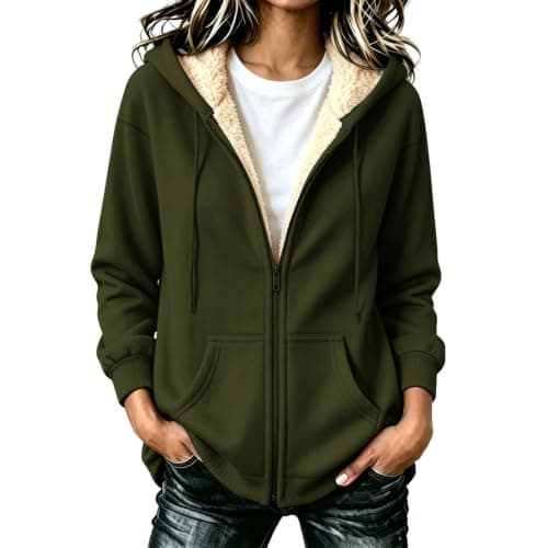 Fleece Bed Jacket Teddy Fleece Jacket Zip Up Hoodies for Women UK