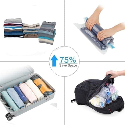 ZWMYF Small Vacuum Storage Bag, Roll-up Storage Bags, 12 Pack Travel Compression Bags, No Pump or Vacuum Needed, Reusable Space Saver Bags,Perfect for traveling(6(70x50) cm 6(50x35) cm) — view 5