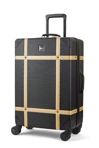 Rock Vintage Medium 57L Hard Shell Suitcase - Black & Gold
