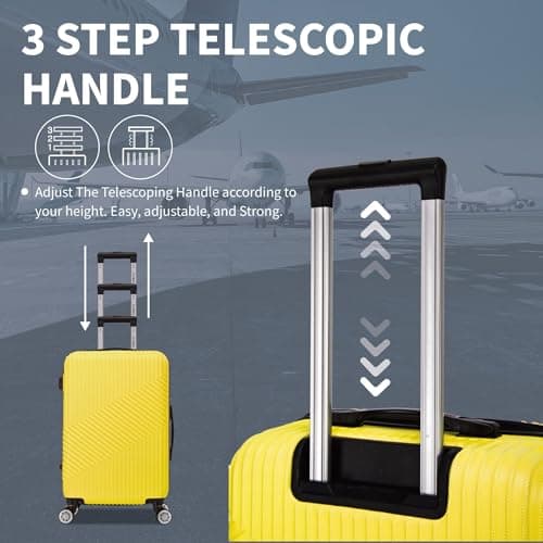 FLYMAX Cabin Luggage 4 Wheel Suitcase Lightweight Carry on 55x35x20 Approved for Flybe Ryanair Easyjet British Airways Yellow — view 4