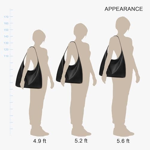 KALIDI Vegan Leather Tote Bag Women Hobo Zipper Shoulder Handbag Slouchy — view 6